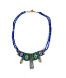 Green and Blue Necklace with Frogs