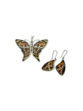 Yolanda Ormachea Large Butterfly Wing Pendant and Earrings Set