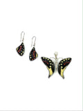 Yolanda Ormachea Medium Butterfly Wing Pendant and Earrings Set