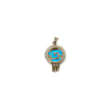 Oro de Monte Alban Aztec Silver Chimalli Pendant with Bells