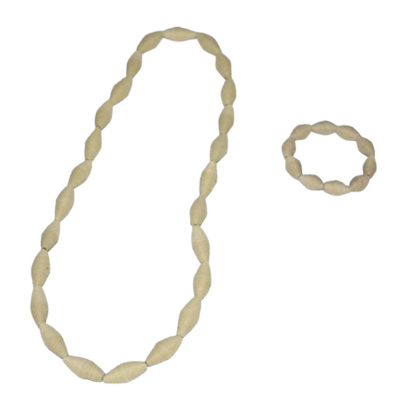 Beige Paper Necklace with Bracelet