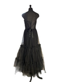 Black Tulle Dress with Embroidered Flowers