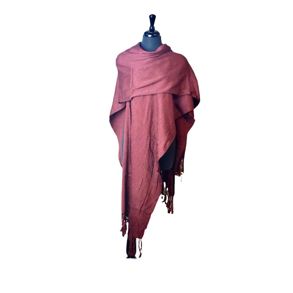 Authentic Mexican Handwoven Burgundy Shawl