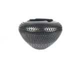 Mariano Quezada Mat and Polished Black Vase with Corrugated Surface