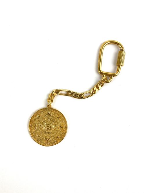 Aztec Calendar Keychain Silver/Gold