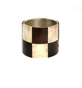 Carmen Tapia - Silver and Wood Checkered Bracelet