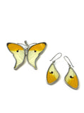 Yolanda Ormachea Large Butterfly Wing Pendant and Earrings Set