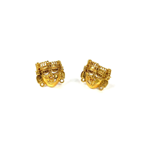 Oro de Monte Alban Gold Face Earrings