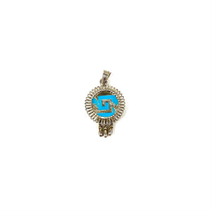 Oro de Monte Alban Aztec Silver Chimalli Pendant with Bells