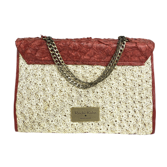 Leather Red and Beige Purse