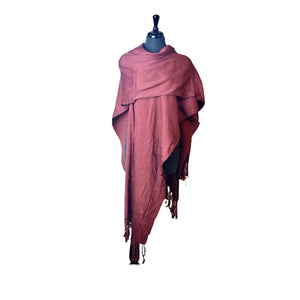 Authentic Mexican Handwoven Burgundy Shawl