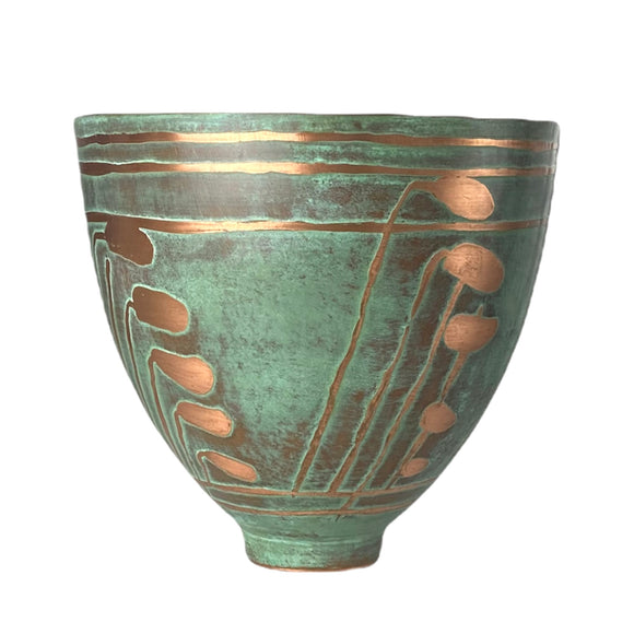 Green Copper Bowl Pre Columbian Tall