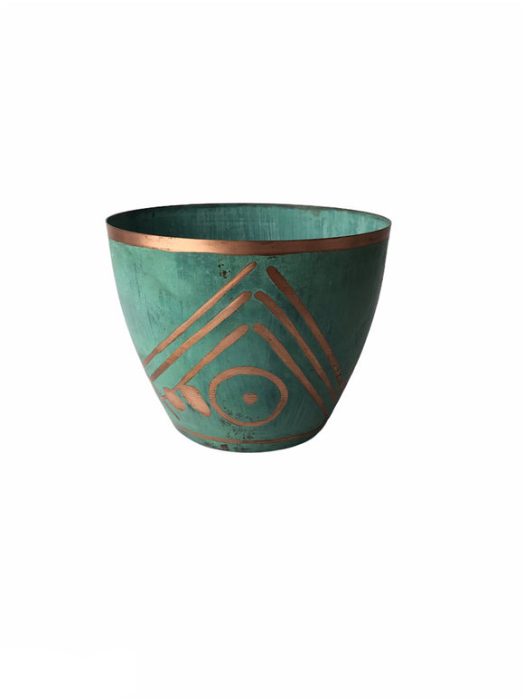 Green Copper Bowl Pre Columbian