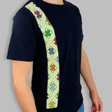 Vertical Embroidered Black Tee-Shirt Size: Small